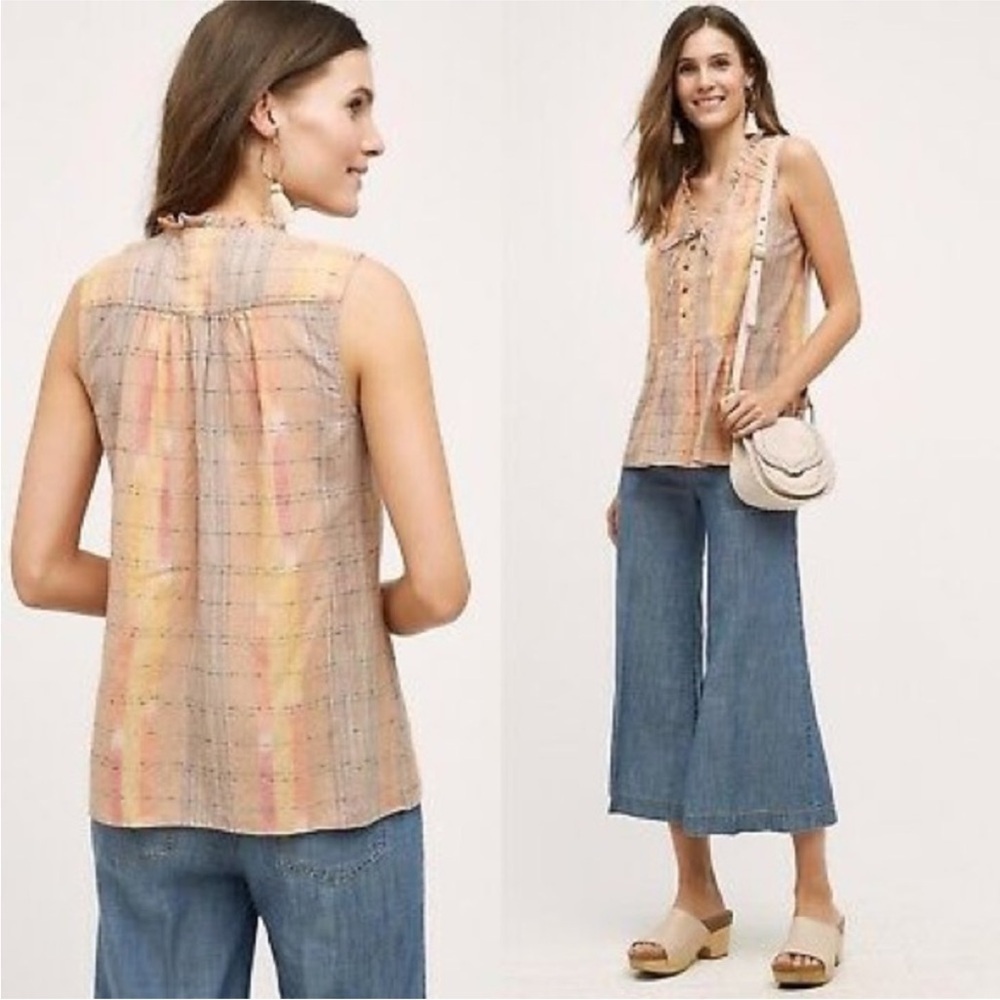 Anthropologie Holding Horses Faye Peplum Sleeveless Tank Top Size 0